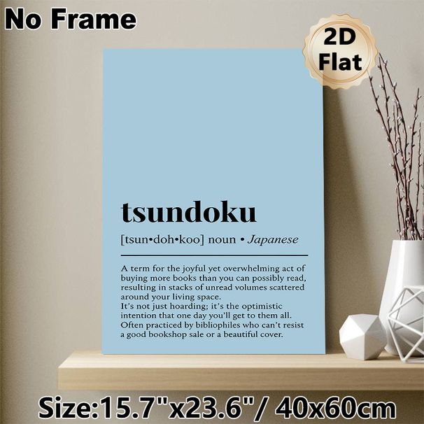 Tsundoku Definition Painting Poster, Minimalist Typographic Poster, Relatable Literary-themed Decor Ideal For Home Reading Nook, Study Room_maomaolike.com