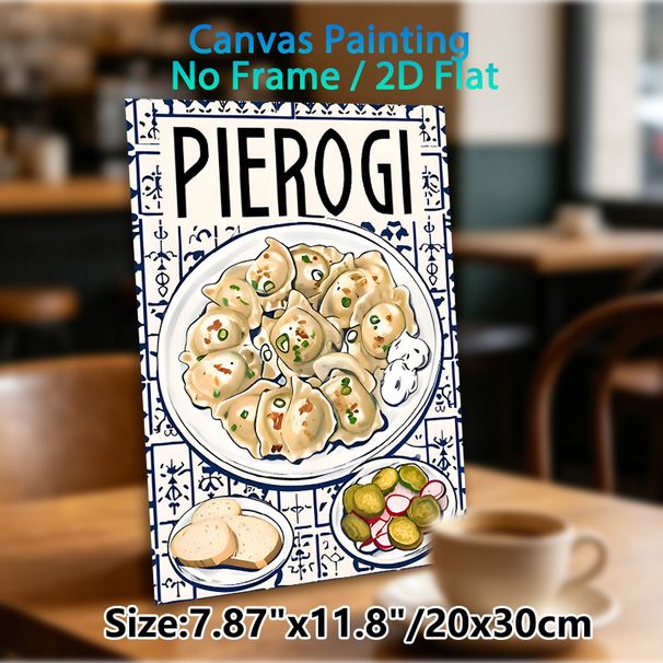Pierogi Themed Painting Poster, Vintage Illustrated Polish Cuisine Scene Poster, Appetizing Traditional Food Display, Ideal For Kitchen And Dining_maomaolike.com