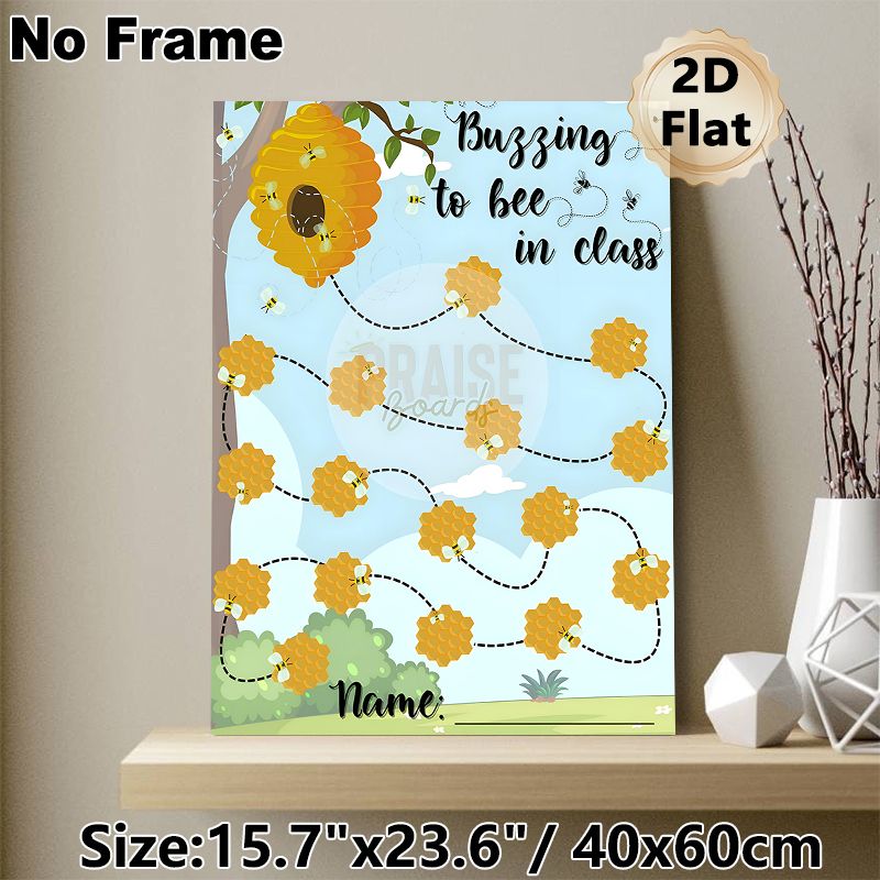 Bee & Honeycomb Themed Praise Chart Painting Poster, Vibrant Cartoon-style Bee & Honeycomb Scene Poster, Motivating Design For Tracking Positive_maomaolike.com