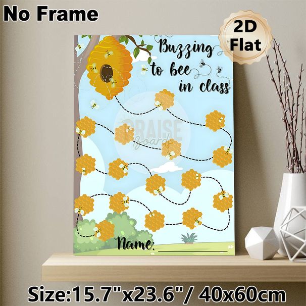 Bee & Honeycomb Themed Praise Chart Painting Poster, Vibrant Cartoon-style Bee & Honeycomb Scene Poster, Motivating Design For Tracking Positive_maomaolike.com