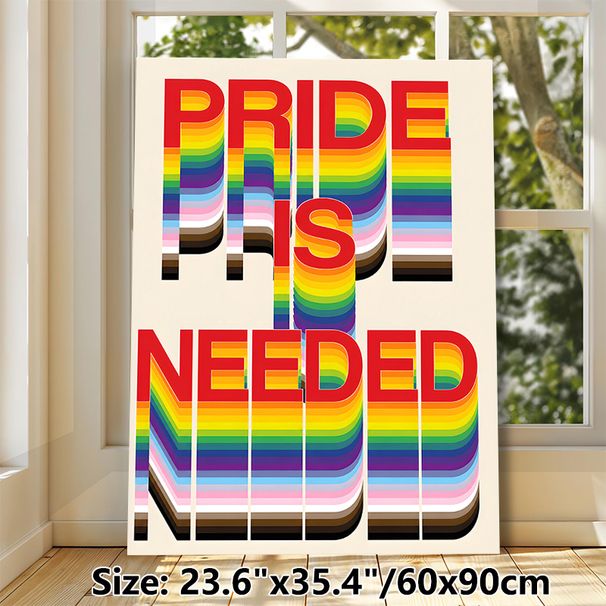 Pride Slogan Painting Poster, Vibrant Layered Typographic Poster, Bold Rainbow-hued Text Art, Ideal For Home, Living Room And Office Wall Decor_maomaolike.com