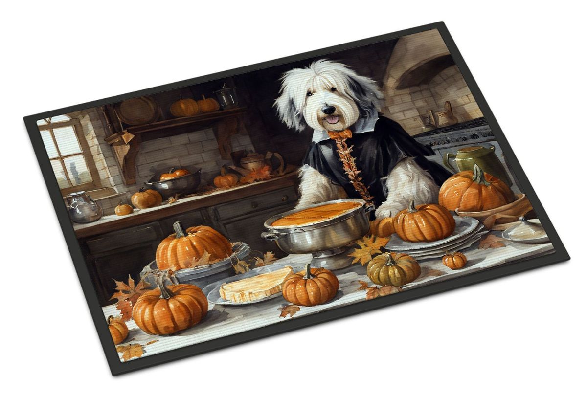 Old English Sheepdog Fall Kitchen Pumpkins Doormat Front Door Mat Indoor Outdoor Rugs For Entryway, Non Slip Washable Low Pile, 24H X 36W_maomaolike.com