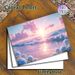 Pastel Coastal Sunset With Hydrangeas Painting Poster, Dreamy Glittery Seaside Scene Poster, Soft Calming Visual Ideal For Bedroom And Living Room_maomaolike.com