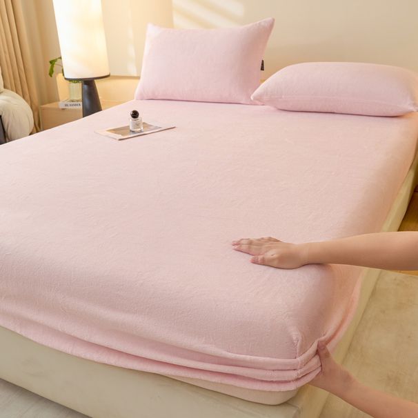 Winter Milk Velvet Coral Fleece Piece Dormitory Single Thickened Cover Solid Color Bed Sheet Three-Piece Set_maomaolike.com
