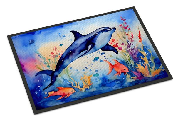Dolphin Doormat Front Door Mat Indoor Outdoor Rugs For Entryway, Non Slip Washable Low Pile, 24H X 36W_maomaolike.com