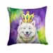 Samoyed King Of Mardi Gras Throw Pillow Machine Washable, Indoor Outdoor Decorative Pillow For Couch, Bed Or Patio, 14Hx14W_maomaolike.com