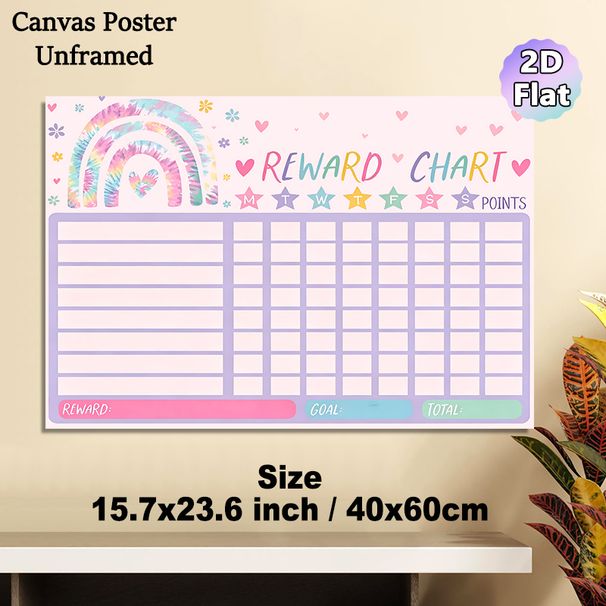 Tie-dye Rainbow Reward Chart Painting Poster, Pastel Watercolor Style Poster, Practical Design To Track Daily Tasks And Rewards, Ideal For Home Or_maomaolike.com