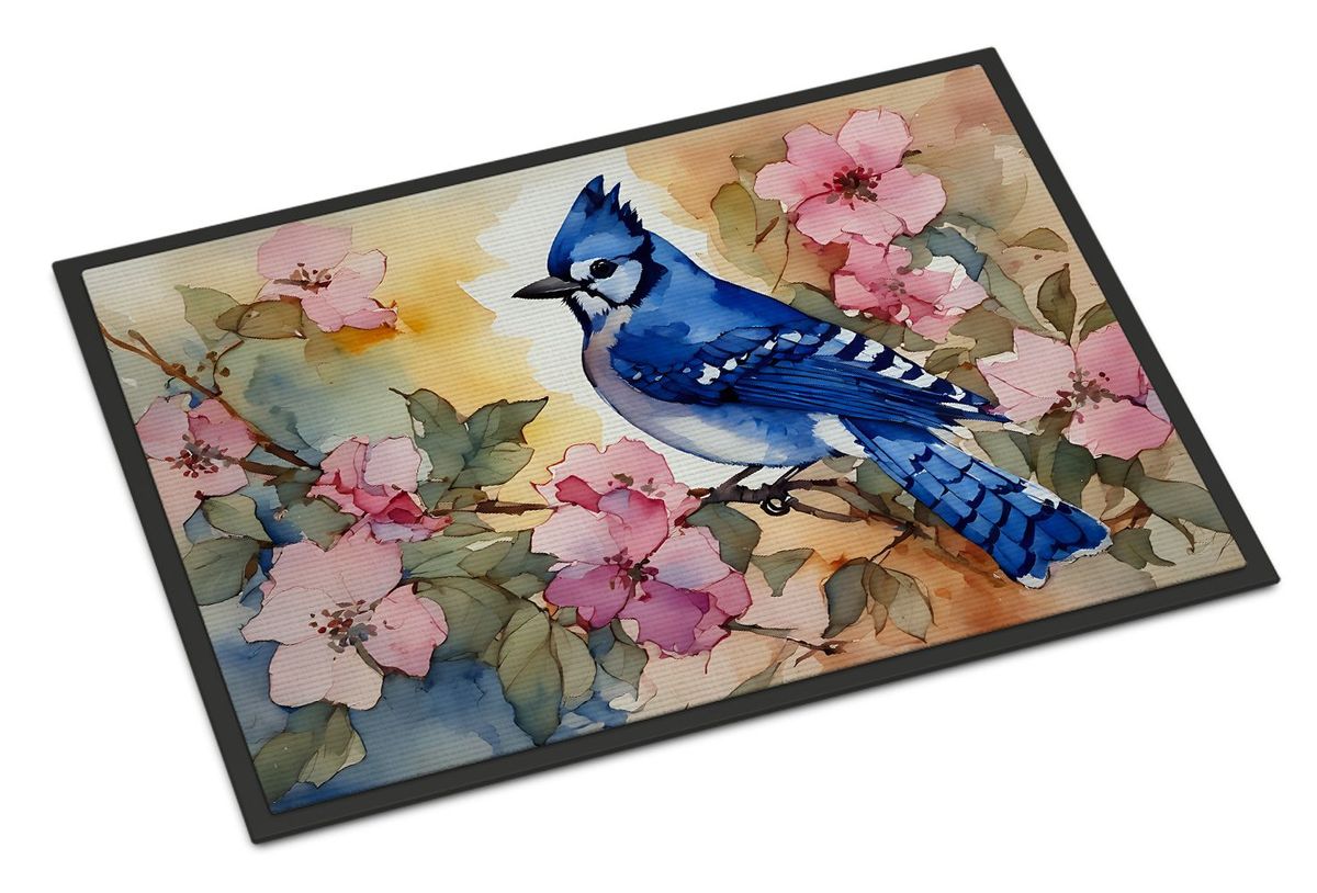 Blue Jay Doormat Front Door Mat Indoor Outdoor Rugs For Entryway, Non Slip Washable Low Pile, 24H X 36W_maomaolike.com