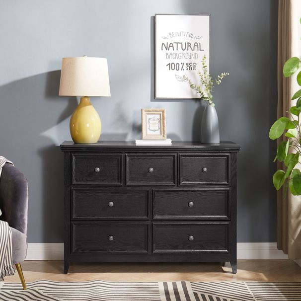 Modern 7 Drawers Dresser 7 Drawers Cabinet,Chest Of Drawers Closet Organizers And Storage Clothes Storage Drawers Cabinet For Living Room, Farmhouse Dresser Organizer White_maomaolike.com