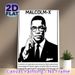 Malcolm-X Themed Painting Poster, Monochrome Bold Graphic Portrait Poster, Inspirational Civil Rights Leader Artwork For Home, Office And Study Areas_maomaolike.com