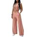 Women's clothing solid color short vest vest drape high waist wide leg pants suit_maomaolike.com