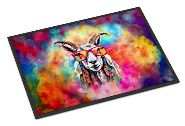 Hippie Animal Goat Doormat Front Door Mat Indoor Outdoor Rugs For Entryway, Non Slip Washable Low Pile, 24H X 36W_maomaolike.com