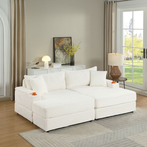 sofa With 2 Toss Pillows And A Ottoman ,Comfy Sofa- Deep Seat Couch For Living Room_maomaolike.com