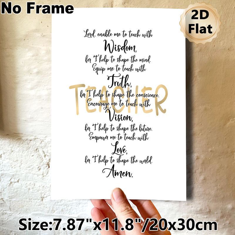 Teacher Prayer Painting Poster, Elegant Black & Gold Calligraphy Poster, Inspirational Religious Message Ideal For Classroom, Teacher's Office_maomaolike.com