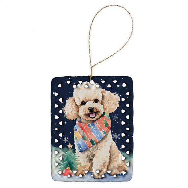 Poodle Christmas Porcelain Ornament Christmas Tree Hanging Decorations For Home Christmas Holiday, Rectangle, Gift, Multicolor_maomaolike.com