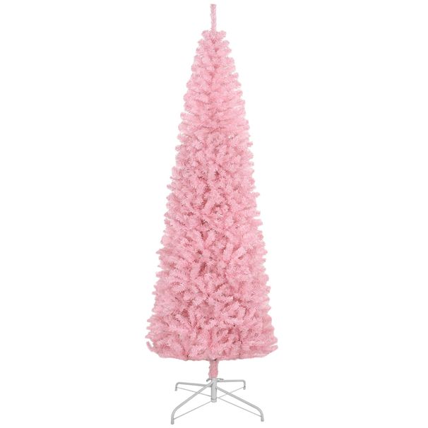 8ft Pencil Christmas Tree, Unlit Artificial Christmas Tree Slim Douglas Fir Xmas Tree With Realistic Branches, Halloween Tree With 1168 Tips_maomaolike.com