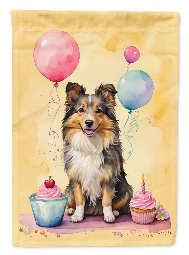 Sheltie Happy Birthday Garden Flag Mailbox Flag Decorative Yard Flag Banner Outside Patio Artwork Yard Flower Beds, Garden Size, Multicolor_maomaolike.com