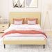 Queen Size Wood Slat Bed Frame 800 Lbs Capacity With PU Leather Headboard_maomaolike.com