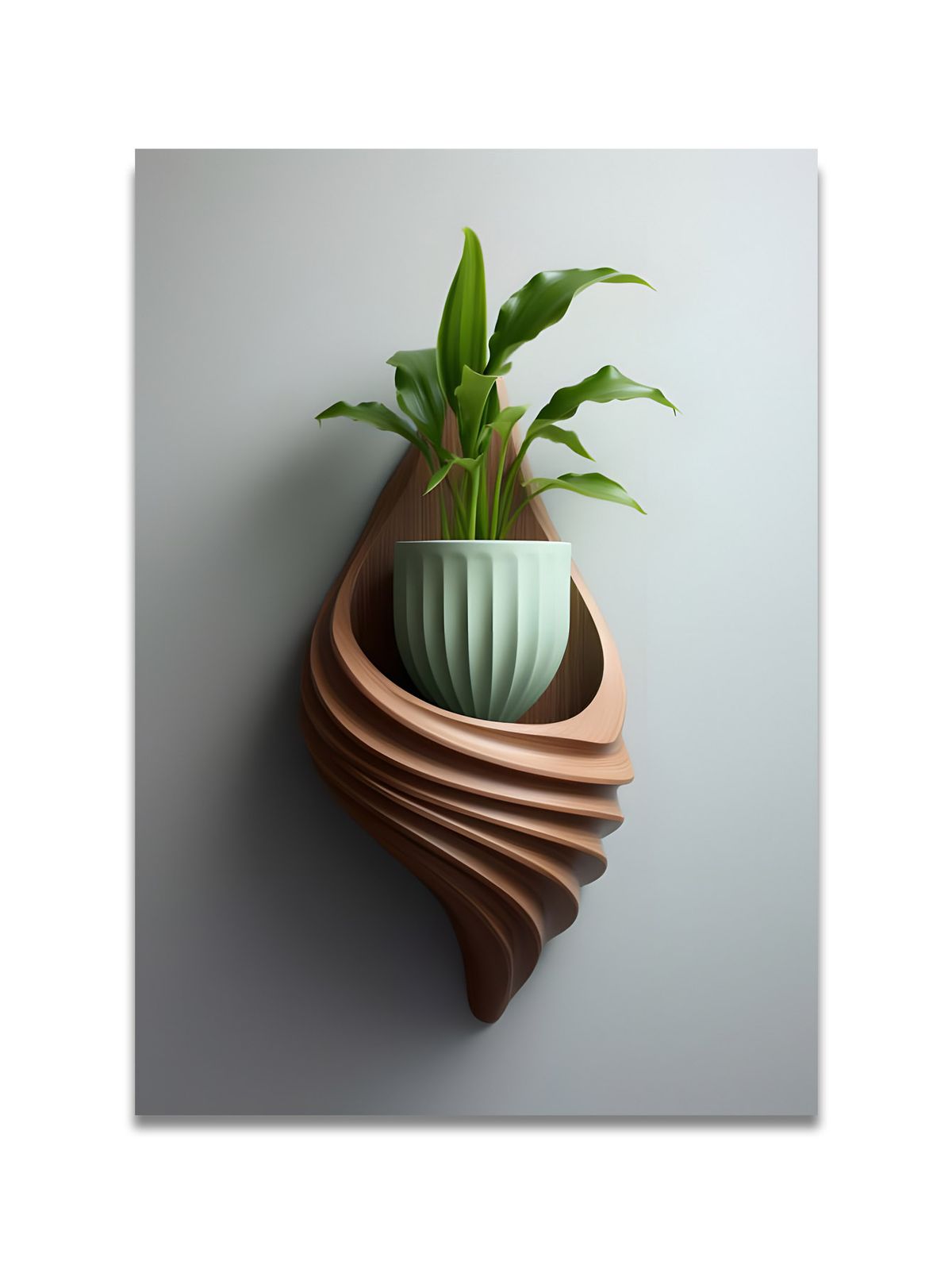 Organic Sculpture Greenery" Themed Decorative Artwork, Featuring Wooden Sculptures, Fresh Greenery And Soft Morandi Tones._maomaolike.com