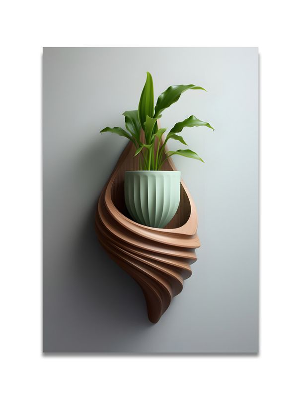 Organic Sculpture Greenery" Themed Decorative Artwork, Featuring Wooden Sculptures, Fresh Greenery And Soft Morandi Tones._maomaolike.com