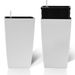 Indoor/Outdoor Modern Rattan Design Square Planter, 22.6 Inch White Plastic Large Planter With Automatic Watering System For Home And Garden (White, 22.6 Inch - 2 Pack)_maomaolike.com