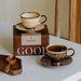 Vintage Kiln Transformed Glazed Relief Flower Ceramic Coffee Cup And Plate Set_maomaolike.com