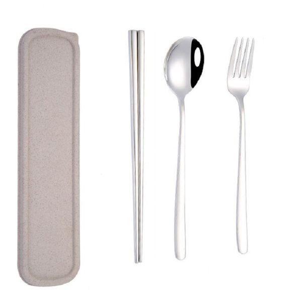 3pcs / Set Portable Stainless Steel Tableware_maomaolike.com