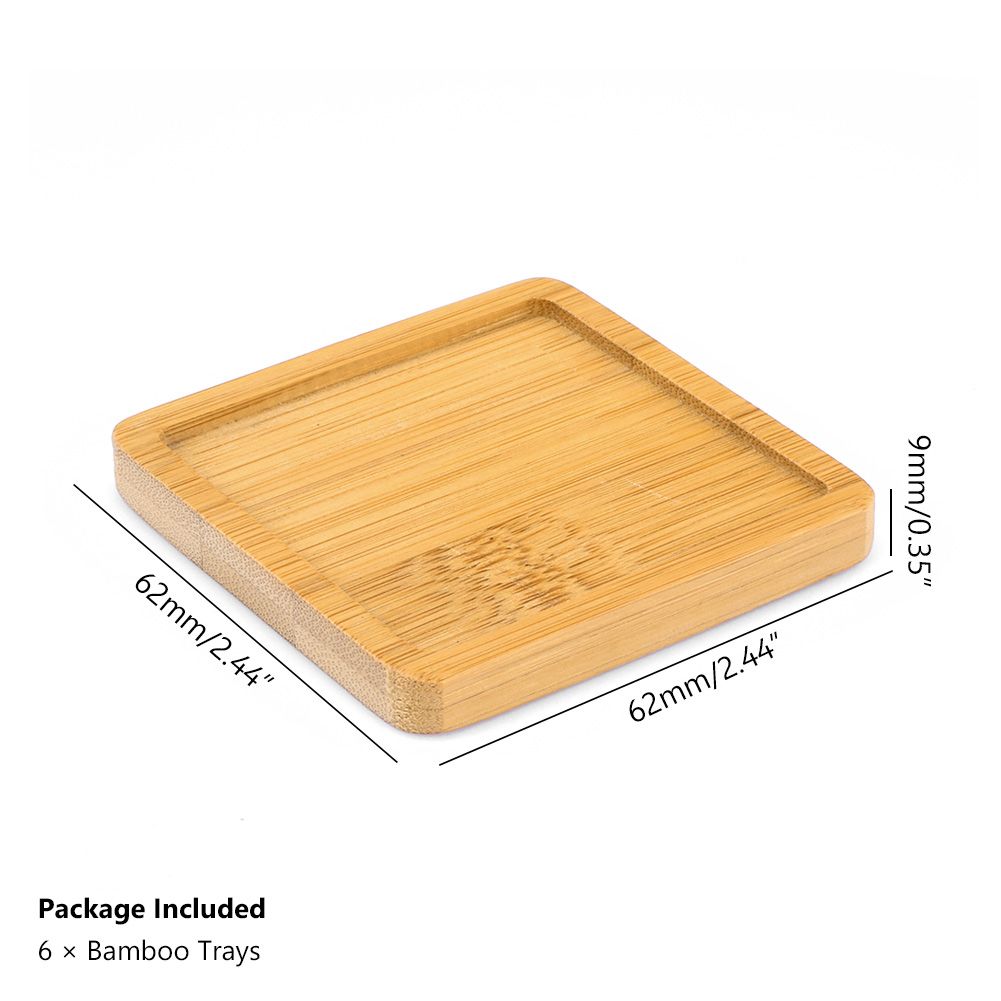 6Pcs Flowerpot Wooden Bamboo Tray Stand Indoor Plate Nursery Plant Holders Garden Saucers Storage Desktop Bonsai Decoration_maomaolike.com