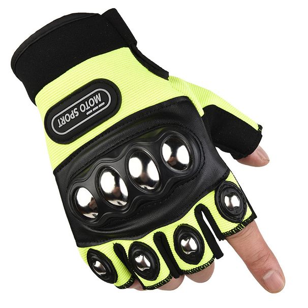 Tactical gloves Motorcycle anti-fall stainless steel hard shell half-finger riding gloves men's mountain bike riding equipment gloves_maomaolike.com