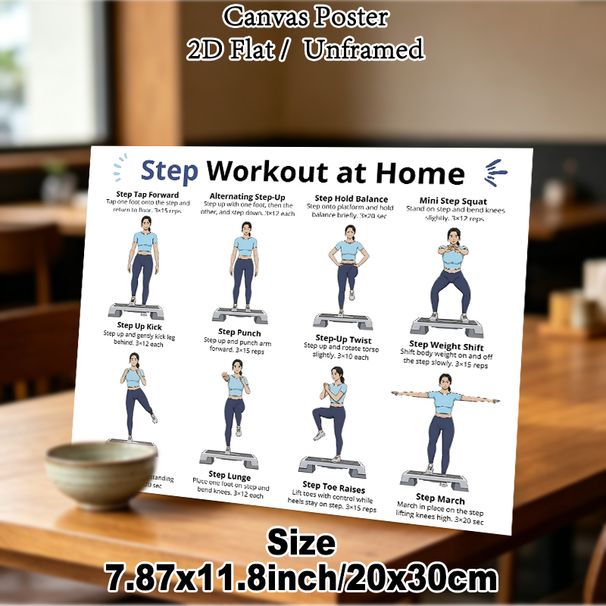 Home Step Workout Painting Poster, Clear Illustrated Exercise Guide Poster, Detailed Step-by-step Workout Instructions, Ideal For Home Gym And_maomaolike.com
