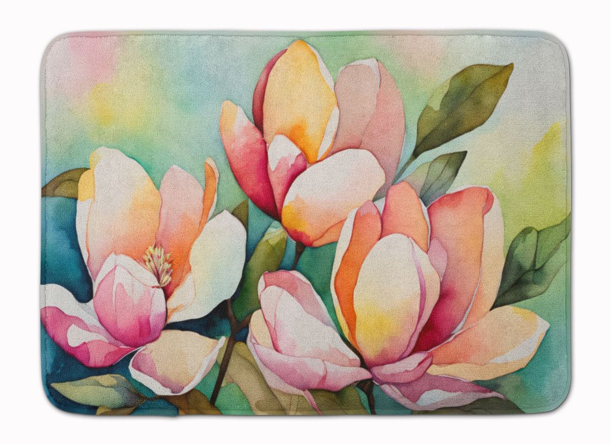 Mississippi Magnolia In Watercolor Memory Foam Kitchen Mat Machine Washable Anti-Fatigue Mat Cushion Comfort Bath Mat Or Kitchen Rug_maomaolike.com