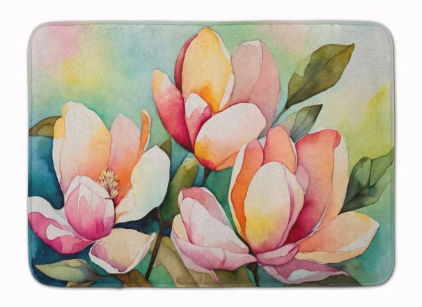 Mississippi Magnolia In Watercolor Memory Foam Kitchen Mat Machine Washable Anti-Fatigue Mat Cushion Comfort Bath Mat Or Kitchen Rug_maomaolike.com