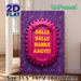 Balle Balle Nanke Aagye Themed Painting Poster, Vibrant Steampunk-style Pink Gear-framed With Purple Paisley Background Poster, Eye-catching Cultural_maomaolike.com