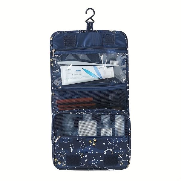 Hanging Travel Toiletry Bag, Waterproof Foldable Cosmetic Organizer With Hook, Portable For Gym Swimming & Hotel Use_maomaolike.com