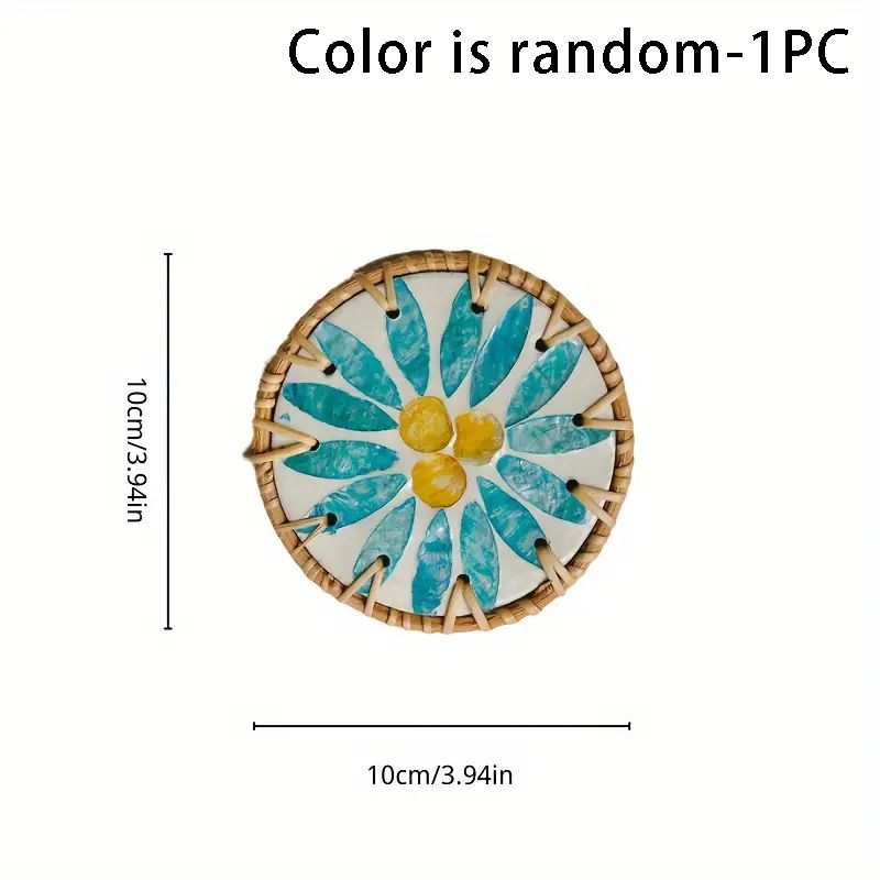 Handmade Resin Rattan Coasters, Tea Cup And Pastry Decorative Drink Mats, Colorful Shell Heat-insulating Mats, An Ideal Gift For Tea Lovers_maomaolike.com
