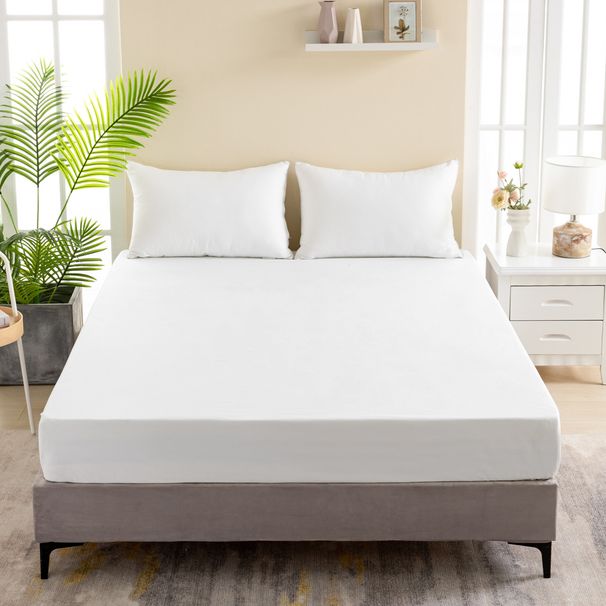 Home Furniture Solid Color Waterproof Bed Sheet Mattress Protector_maomaolike.com