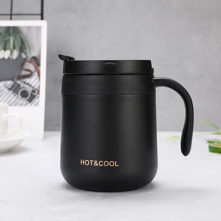 350/500ml Handle Stainless Steel Insulated Mug Coffee Tumbler Thermos Tea Cups With Lip_maomaolike.com