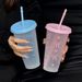 2/20pcs 24oz Reusable Party Cups With Straw & Lid Cute Bow Plastic Tumblers For Cold Drinks Home Office Outdoor Use_maomaolike.com