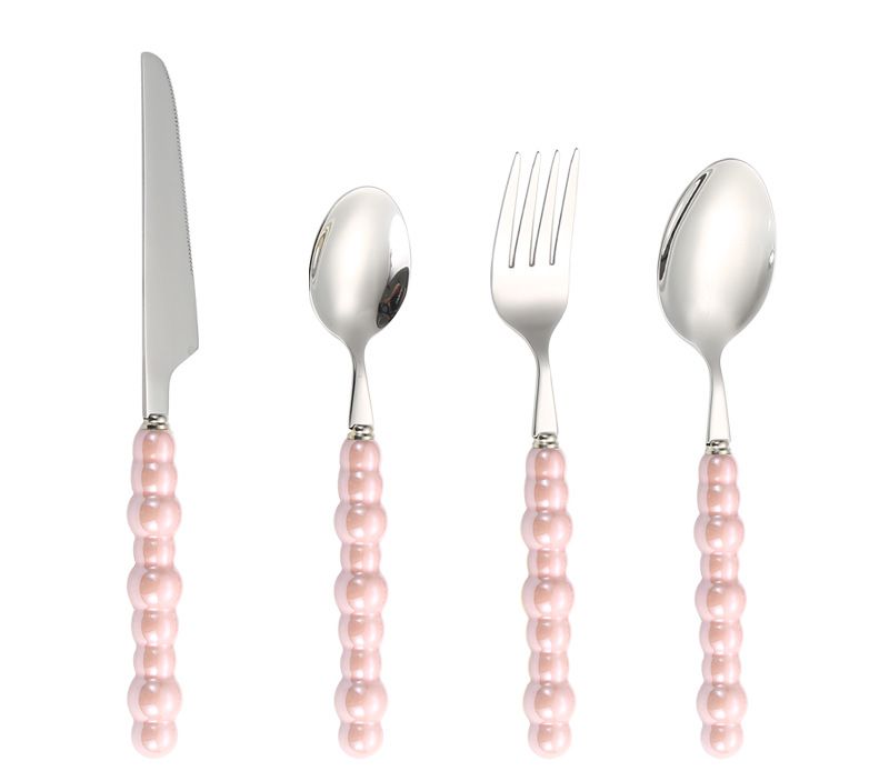 304 Stainless Steel Pearl Knife, Fork, Spoon, Ceramic Handle, Western Tableware Set, Creative High Aesthetic Value,_maomaolike.com