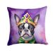 Boston Terrier King Of Mardi Gras Throw Pillow Machine Washable, Indoor Outdoor Decorative Pillow For Couch, Bed Or Patio, 14Hx14W_maomaolike.com