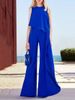 Women's Clothing solid color fashion temperament vest high waist wide leg pants women's irregular zipper jumpsuit _maomaolike.com