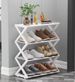 Geometric X-Shape Shoe Rack: Modern Multi-Layer Shoe Organizer For Entryway, Bedroom – Space-Saving, Stylish Black/White Storage Shelf_maomaolike.com