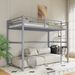 Metal Loft Bed Twin Size, Loft Bed Frame With Safety Guard Rails & Flat Ladder, Twin Loft Bed For Kids Teens Adults, Gray_maomaolike.com