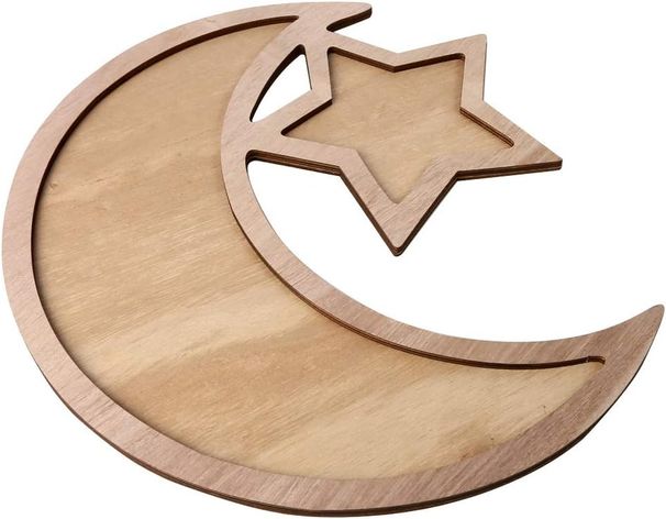 Muslim Islam Mubarak Wooden Serving Tray Ramadan Food Storage Container Desk Organizer Home Kareem Party Decor Eid Gifts_maomaolike.com