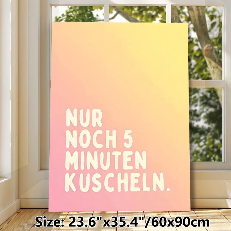 Cuddling Quote Painting Poster, Soft Pink-Yellow Gradient Typographic Poster, Cozy Warm Vibe Ideal For Bedroom, Living Room Relaxation Spaces_maomaolike.com