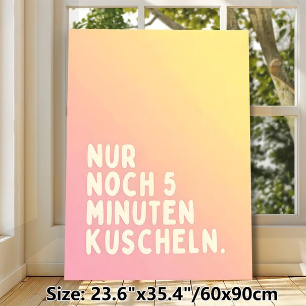 Cuddling Quote Painting Poster, Soft Pink-Yellow Gradient Typographic Poster, Cozy Warm Vibe Ideal For Bedroom, Living Room Relaxation Spaces_maomaolike.com