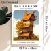 The Burrow Weasley House Painting Poster, Whimsical Rustic Lopsided Cottage With Autumnal Trees Poster, Warm Nostalgic Decor For Living Room, Bedroom_maomaolike.com
