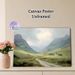 Valley Countryside Landscape Painting Poster, Soft-toned Misty Mountain Valley With Cottage Poster, Calming Natural Scenery Ideal For Living Room And_maomaolike.com
