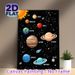 Solar System Painting Poster, Vibrant Cartoon-style Labeled Planets & Space Elements Poster, Educational Wall Decor Suitable For Home Study Spaces_maomaolike.com