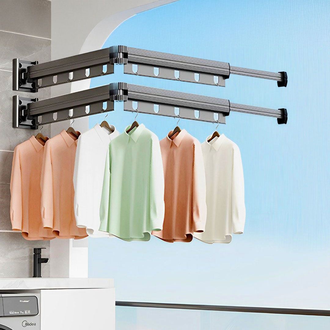 SOGA 2X 127.5cm Wall-Mounted Clothing Dry Rack Foldable Hanger_maomaolike.com